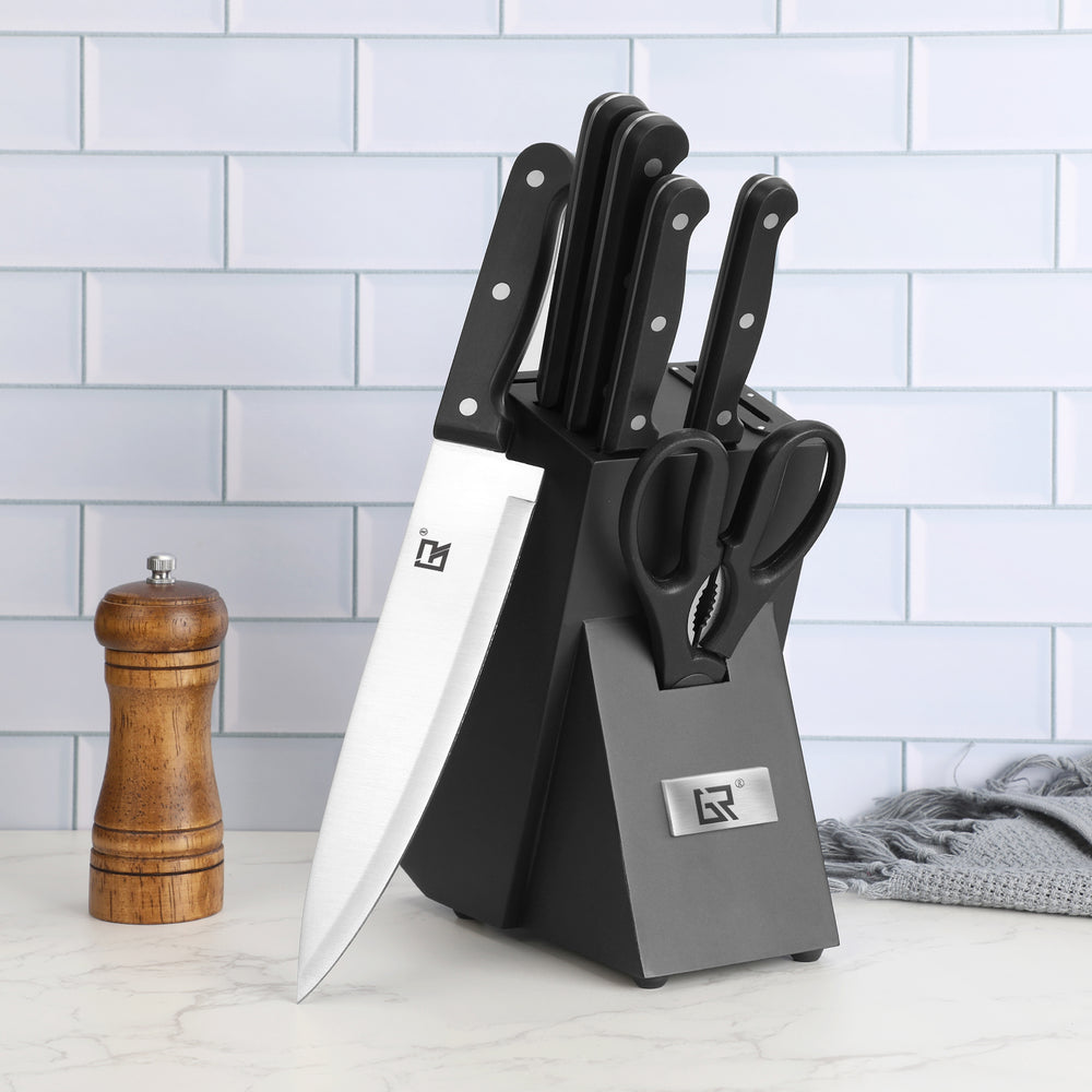 7 Piece Kitchen Knife Set with Built-in Sharpening Block